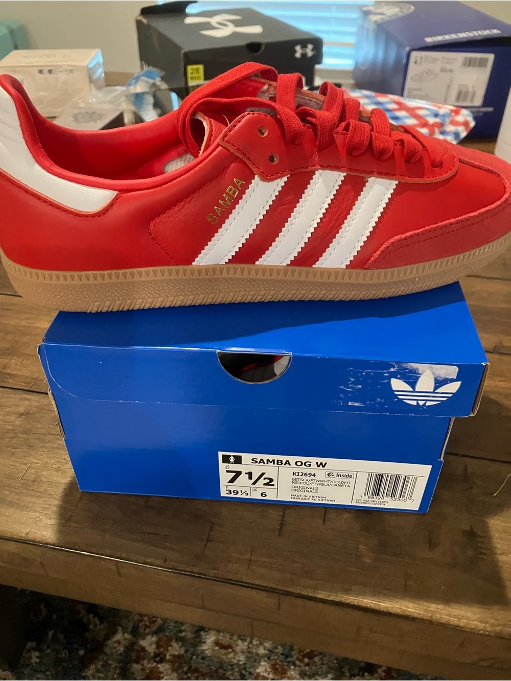 adidas Samba OG Red with White Stripes Sneakers women’s sz 7.5